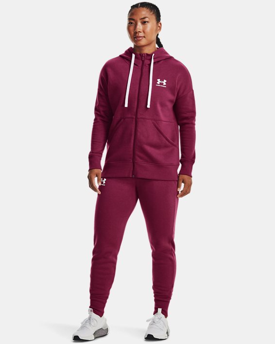 เสื้อฮู้ด UA Rival Fleece Full Zip สำหรับผู้หญิง in Purple image number 2